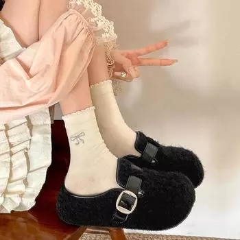 Интернет знаменитости белые увеличенные тапочки-мешки на толстой подошве женская летняя одежда 2025 новые нескользящие полутапочки Boken с одной педалью 35 бежевый