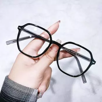 Интернет-знаменитости для похудения без макияжа Tr90 Вставка Прозрачная оправа Плоское зеркало Ретро Оправа специальной формы Анти-синие Оптические очки Сверхлегкие