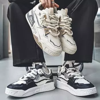 Интернет-знаменитости, горячая мужская обувь, лето 2025, новые универсальные повседневные туфли на толстой подошве, нескользящие, молодежные спортивные модные туфли 39 чёрный