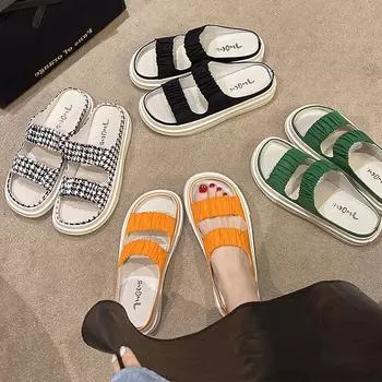 Интернет знаменитости холст полутапочки женские летние ins tide 2025 новая корейская версия уличная одежда ленивые повседневные сандалии взрыв моды 35