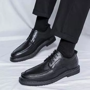 Интернет знаменитости кожаные туфли мужские повседневные деловые туфли мужские туфли корейской версии британские весенние и осенние свадебные туфли 70119-R 41 чёрный
