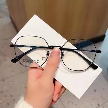 Интернет-знаменитости, литературные ретро-полигональные титановые очки в оправе для женщин с открытым лицом, которые могут носить очки для близорукости