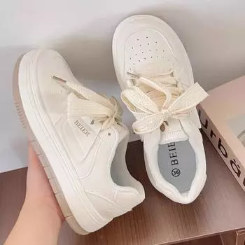 Интернет знаменитости маленькие белые туфли женские весна и осень 2025 новые модные с нишевой жареной уличной платформой спортивная обувь для отдыха студенческая спортивная обувь 35 розовый