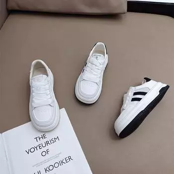 Интернет знаменитости мода универсальные маленькие белые туфли женские 2025 лето новый кампус стиль толстая подошва усиливающая комфорт дышащая повседневная обувь 35 чёрный