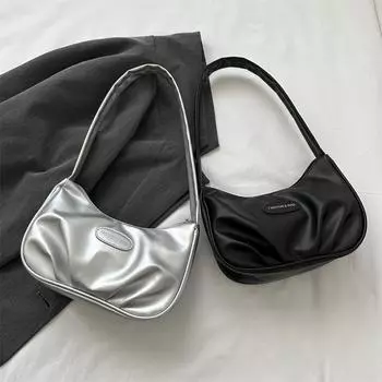 Интернет знаменитости мода женская сумка 2024 новая плиссированная популярная сумка через плечо корейский простой нишевый дизайн сумка подмышкой серебряный