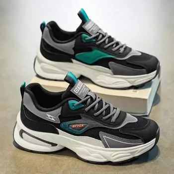 Интернет знаменитости мужская обувь весна 2025 новый модный бренд сетка спорт досуг ученики младших классов толстая подошва амортизирующие папа модный 39