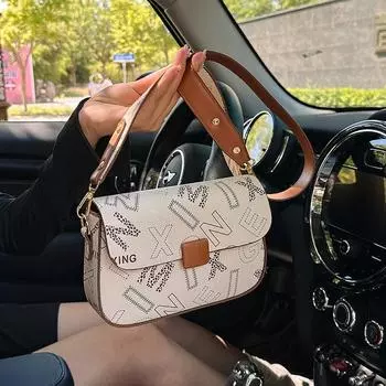 Интернет-знаменитости, новая женская сумка, лето 2023, высококачественная сумка через плечо с принтом, универсальная маленькая квадратная сумка через плечо в иностранном стиле белый