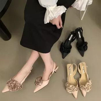 Интернет-знаменитости остроконечные французские сандалии с цветочным принтом и сумкой на голове туфли-феи туфли светской львицы 35 розовый