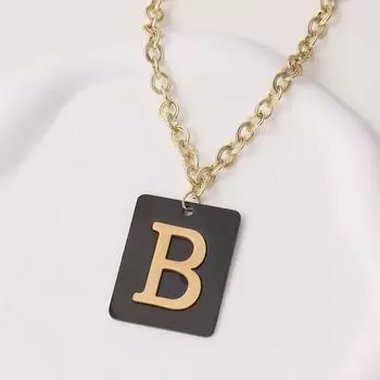 Интернет-знаменитости, ожерелье с персонализированными буквами из титановой стали, Япония и Южная Корея, Dongdaemun, новый черный квадратный бренд, длинный свитер, кулон