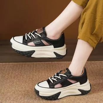 Интернет Знаменитости Папа Обувь Женщины Полые Летние Универсальные Платформы Повседневная Сумка Голова Спортивные Сандалии 37 бежевый