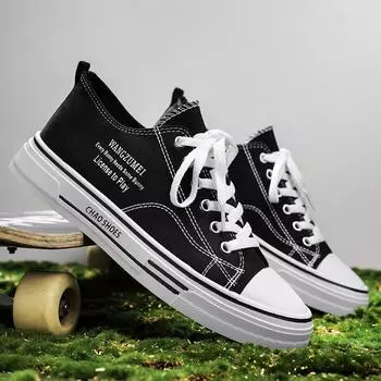 Интернет знаменитости парусиновые туфли мужские туфли тонкие дышащие повседневные буквы граффити базовая обувь тренд студенческие спортивные белые туфли мужские 39 синий