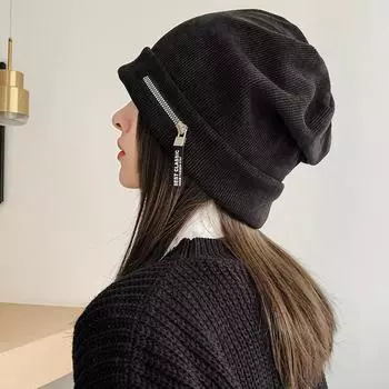 Интернет знаменитости показывают лицо маленькая сумка головной убор женская весна и осень универсальная шапка для родов холодная шапка платок шапка вязаная ворсовая шапка прилив M56-58cm зелёный