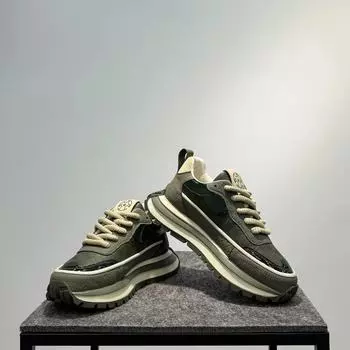 Интернет-знаменитости, популярная мужская обувь 2024 года, зимняя новая мода, повседневная, универсальная, высококачественная, модная обувь для пап, мужская обувь для увеличения роста 39 армия зеленый