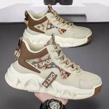 Интернет-знаменитости, популярная мужская обувь 2025 года, новая весенняя обувь для путешествий на открытом воздухе, универсальная спортивная и обувь для отдыха на платформе, увеличивающая рост, обувь для папы 39 хаки