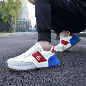 Интернет знаменитости популярная мужская обувь весна и осень плоская подошва новая универсальная спортивная обувь для отдыха бег сумка дно молодежная кожаная обувь для папы 39