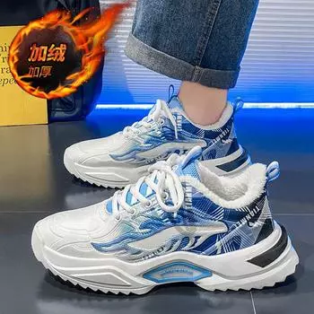 Интернет знаменитости популярная мужская обувь зимняя бархатная теплая спортивная хлопковая обувь молодежная марка Putian tide универсальная беговая обувь для папы 39