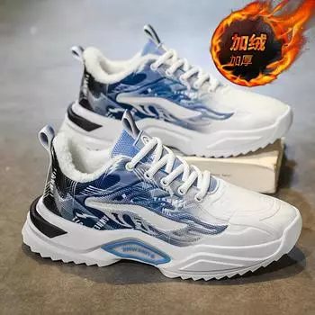 Интернет знаменитости популярная мужская обувь зимняя бархатная теплая спортивная хлопковая обувь молодежная марка Putian tide универсальная беговая обувь для папы 39