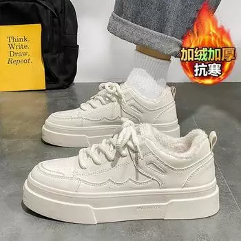 Интернет знаменитости популярная мужская обувь зимняя корейская версия универсальная низкая спортивная обувь для серфинга молодежная бархатная теплая двух хлопковая обувь толстая подошва 39