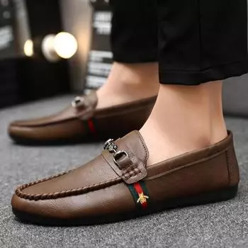 Интернет-знаменитости Весна лоферы шапки на толстой подошве мужские трендовые вождение одна педаль дышащие улучшенные нескользящие мужские туфли 39