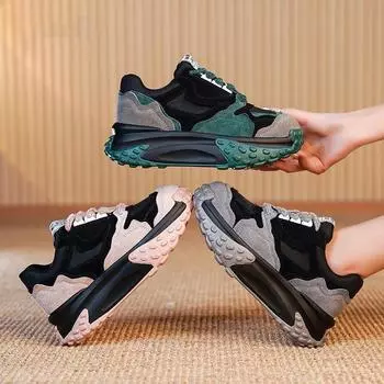 Интернет знаменитости взрыв папы обувь женщины 2024 весна и осень новые толстые подошвы плоские повседневные спортивные одинарные туфли в стиле колледжа 35 серый