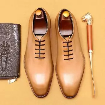 Интернет знаменитости зеленые кожаные туфли мужские нишевые цельнокожаные оксфордские туфли деловая мужская обувь 41 светло-зеленый