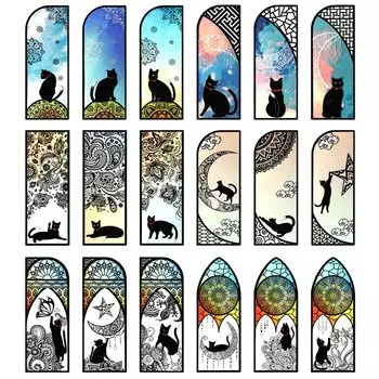 INTERTOYBO Закладка Закладка Кот Витраж Пластик Стильный Милый 18 Листов Набор Книга (Интертойбо) (18 листов/18 типов)