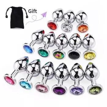 Интимная металлическая анальная пробка с хрустальными украшениями, гладкая Анальная пробка, анальная бусина, расширитель ануса, анальные секс-игрушки для мужчин/женщин S