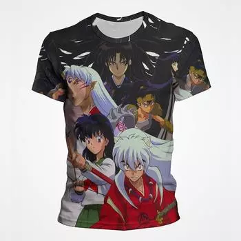 Inuyasha мультфильм аниме футболка с 3D принтом 2022 новая летняя уличная мужская футболка в стиле Харадзюку Kawaii модная футболка с коротким рукавом