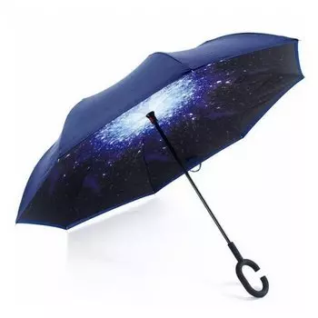 Inverted Long Large Glass Fiber Water Stands on its own when stand get Car Stardust Navy 431562 Umbrella, Umbrella, 60cm, Women s, Lightweight, Bones,