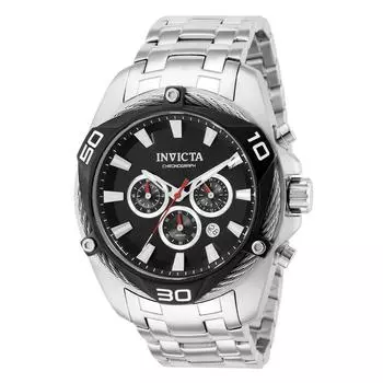 Invicta Bolt Chronograph Кварцевые мужские часы из нержавеющей стали с черным циферблатом 38569 100M