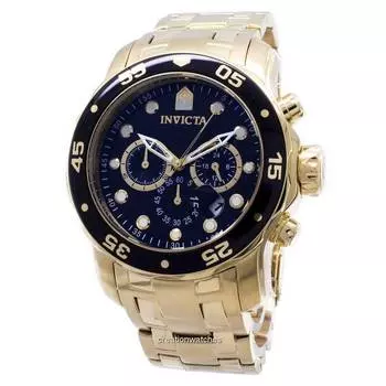 Invicta Pro-Diver Chronograph Gold Tone 200M 0072 Мужские часы чёрный