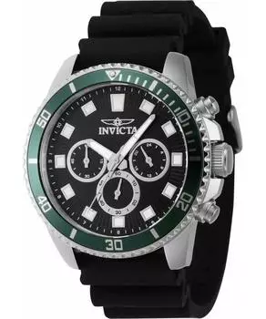 Invicta Pro Diver Chronograph Силиконовый ремешок Кварцевые мужские часы с черным циферблатом 46086 чёрный