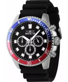 Invicta Pro Diver Chronograph Силиконовый ремешок Кварцевые мужские часы с черным циферблатом 46119 чёрный