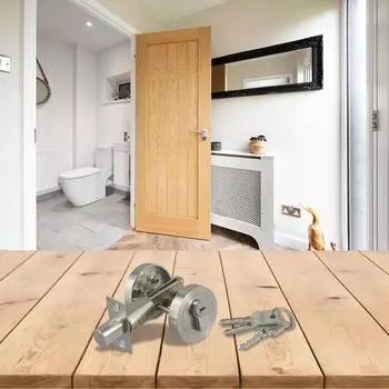 Invisible Door Lock Double-sided Pull Ring Handle Stainless Steel Rotary Switch With Keys Home Bedroom Room Wooden Door Lock серебряный