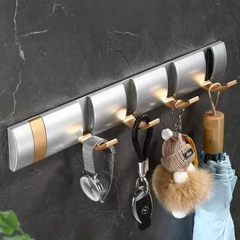 Invisible Folding Bathroom Hook Sliver Gold Grey Aluminum Hallway Lavatory Kitchen Door Clothes Towel Storage 1 2 3 4 5 6 Hooks