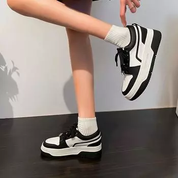 Invisible Hidden Heel White Shoes Women s New Spring Small Sneakers Women s Panda Casual Shoes 34 чёрный