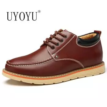 Invisible Increase 6CM Handmade Genuine Leather Fashion Mens Casual Loafers Office Suit Dress Boots Formal Oxford Shoes Footwear 5.5