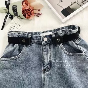 Invisible Seamless Lazy Belt Women S Non-Punching Decorative Elastic Pants Belt Jeans Belt Hair чёрный
