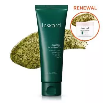 Inward Agas Accu Herbal Mask 5.5 120 мл Чувствительная угревая сыпь покраснение успокаивающая маска туба зеленого чая упаковка, 1 шт, 1 шт