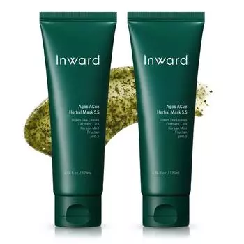 Inward Agas Accu Herbal Mask 5.5 120 мл Чувствительная угревая сыпь покраснение успокаивающая туба зеленого чая упаковка, 2 упаковки, 1 упаковка