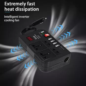 Инвертор мощности 300 Вт, быстрый 4 USB-конвертер для зарядки, универсальная розетка постоянного тока 12 В до A