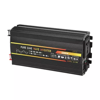 Инвертор мощности 500 Вт Чистая синусоида 1 универсальная розетка 2 порта USB Автомобильный инвертор мощности со светодиодным экраном