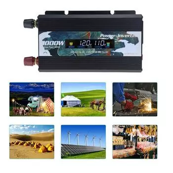 Инвертор портативный DC 12 В в AC 110 В 3000 Вт Адаптер Защита от короткого замыкания Встроенный вентилятор Синусоидальный преобразователь Черный чёрный
