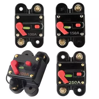 Инвертор с автоматическим выключателем и предохранителем 1224 В с ручным сбросом для автомобильной аудиосистемы, лодок и грузовиков 150A