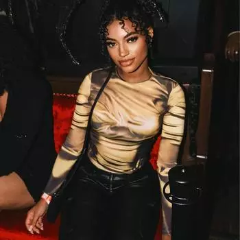 Inwomen модная женская футболка с круглым вырезом и длинными рукавами с принтом L жёлтый