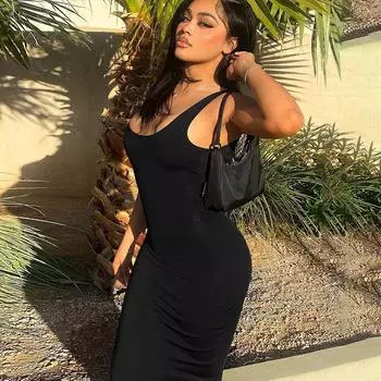 Inwomen сексуальное тонкое платье-майка с U-образным вырезом L чёрный