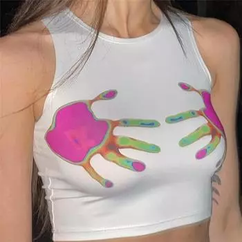 Inwomen весенне-летний женский модный короткий жилет без рукавов с круглым вырезом и пупком L