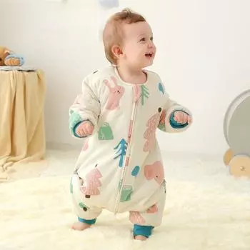 Inxiuli Детский спальный мешок из чистого хлопка, с раздельными ножками, с защитой от ударов, утолщенный для осени и зимы 70cm (Recommended Height: 66-73cm)