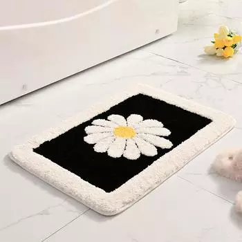 Inyahome милые коврики для ванной с ромашками и цветком, нескользящие коврики для ванной комнаты, можно стирать в машине, мягкие пушистые и впитывающие коврики из микрофибры для ванной комнаты 40x60cm