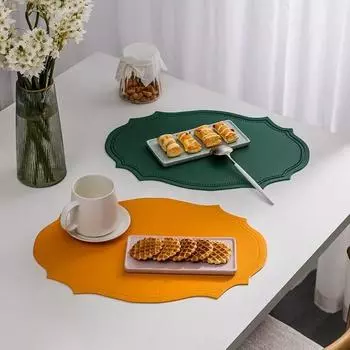 Inyahome Pack of 1/4/6 Black Pu Leather Placemats Tableware Nordic Home Decor Dining Mat Multi-Color Ecofriendly Table Protect 1pcs